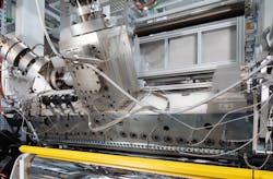 The company manufactured an extrusion slot die and associated three-layer, fixed-geometry feedblock for the production of flat PET or sheet in thicknesses ranging from 150 microns to 1.8mm. The company manufactured an extrusion slot die and associated three-layer, fixed-geometry feedblock for the production of flat PET or sheet in thicknesses ranging from 150 microns to 1.8mm.