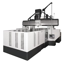 Okuma’s MCR-BV double-column machining center offers increased rigidity in its spindlehead and table. Okuma’s MCR-BV double-column machining center offers increased rigidity in its spindlehead and table.