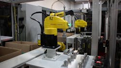 DevLinks, an official integrator of Fanuc robots, helped plan this packaging cell. DevLinks, an official integrator of Fanuc robots, helped plan this packaging cell.