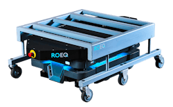 When used in combination with the MiR250 autonomous mobile robot , the ROEQ TMS-C500Ext top module and S-Cart500Ext cart from ROEQ can double its maximum load to 1,102 pounds. When used in combination with the MiR250 autonomous mobile robot , the ROEQ TMS-C500Ext top module and S-Cart500Ext cart from ROEQ can double its maximum load to 1,102 pounds.