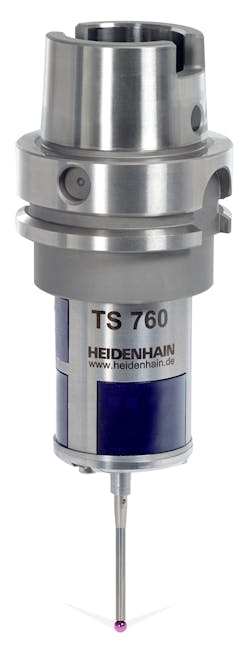 The TS 760 touch probe can be incorporated on non-Heidenhain miling machines and machining centers, and can be loaded automatically from a tool changer. The TS 760 touch probe can be incorporated on non-Heidenhain miling machines and machining centers, and can be loaded automatically from a tool changer.