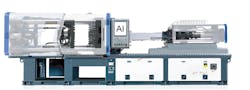 LS Mtron&apos;s artificial intelligence capabilities allow users to glean more insights into the injection molding process, as illustrated by this transparent press.
