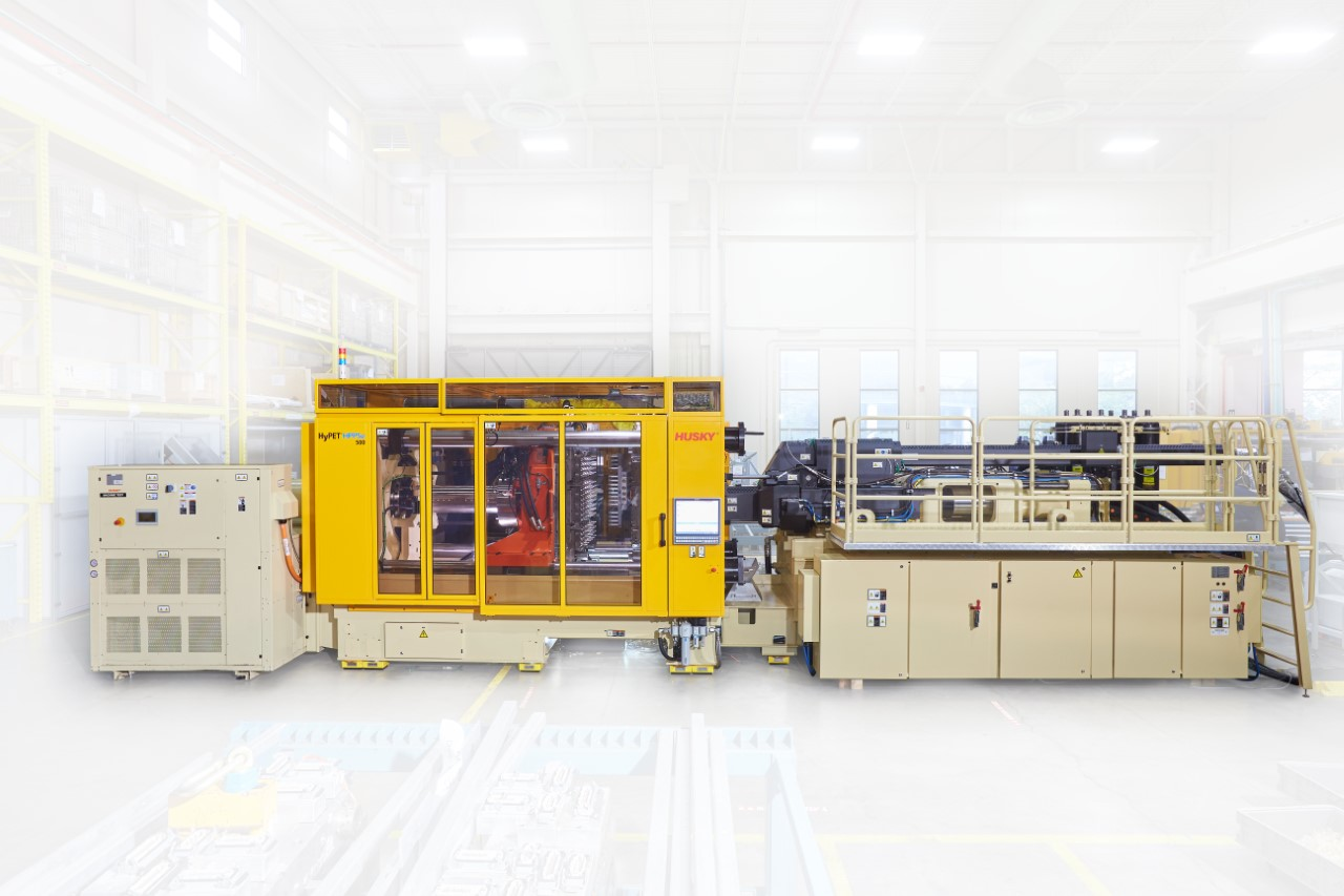 Husky's new HyPET HPP5e Recycled Melt to Preform system allows users to process post-consumer flake directly, eliminating time-consuming and costly steps normally involved in recycling PET.