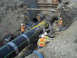 According to Josh Cottle, VP of sales and marketing for WL Plastics, plastic pipe installation is less disruptive than installation of pipes made from other materials, meaning less pavement has to be replaced. According to Josh Cottle, VP of sales and marketing for WL Plastics, plastic pipe installation is less disruptive than installation of pipes made from other materials, meaning less pavement has to be replaced.