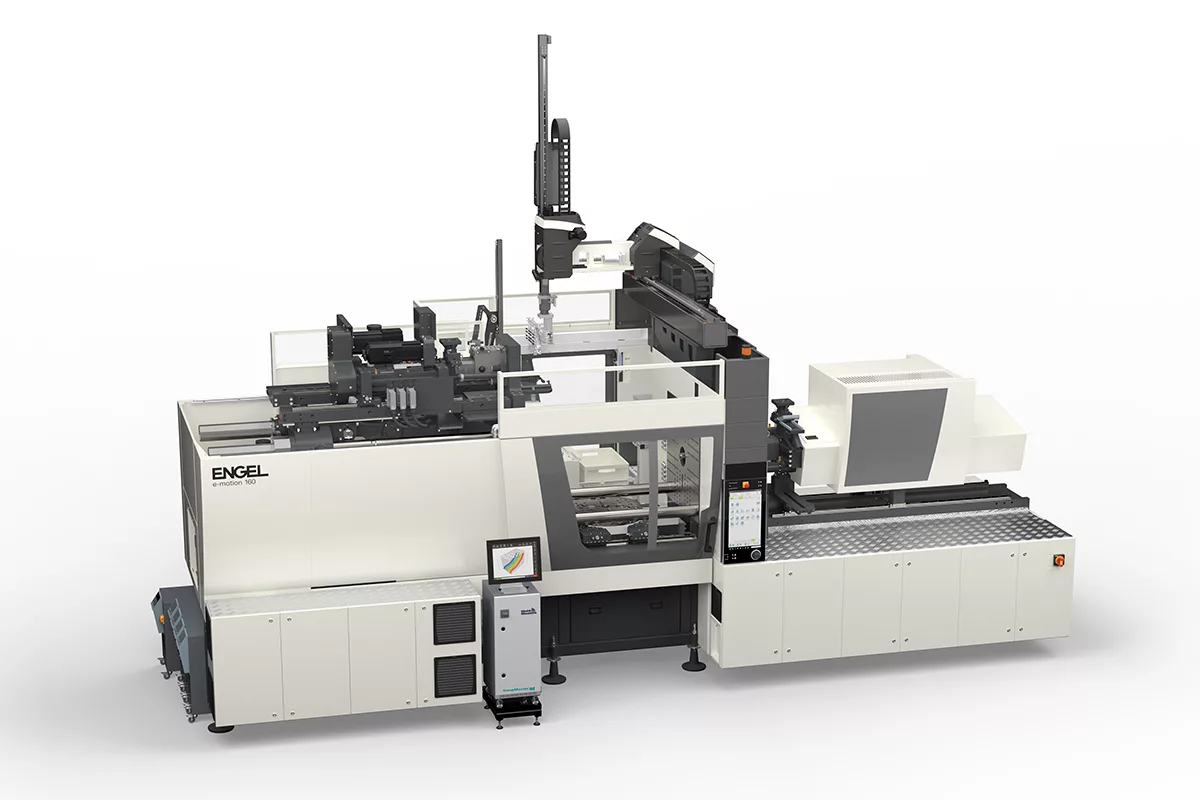 Engel's e-motion 160 combi M technology decreases the clamping force and footprint required to produce two-component medical diagnostic sample vessels in clean-room conditions.