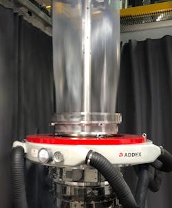 Addex's new Short Stack air-ring system configuration typically provides a 25 percent increase in output over the company’s original “Down-on-the-Die” version. Addex's new Short Stack air-ring system configuration typically provides a 25 percent increase in output over the company’s original “Down-on-the-Die” version.