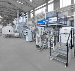 BB Engineering's VacuFil can be used to recycle 100 percent PET textile waste, and feed that melt directly to its VarioFil R+ synthetic fiber-spinning lines. BB Engineering's VacuFil can be used to recycle 100 percent PET textile waste, and feed that melt directly to its VarioFil R+ synthetic fiber-spinning lines.