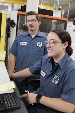 Victoria Rooke works with a colleague at Westminister Tool.