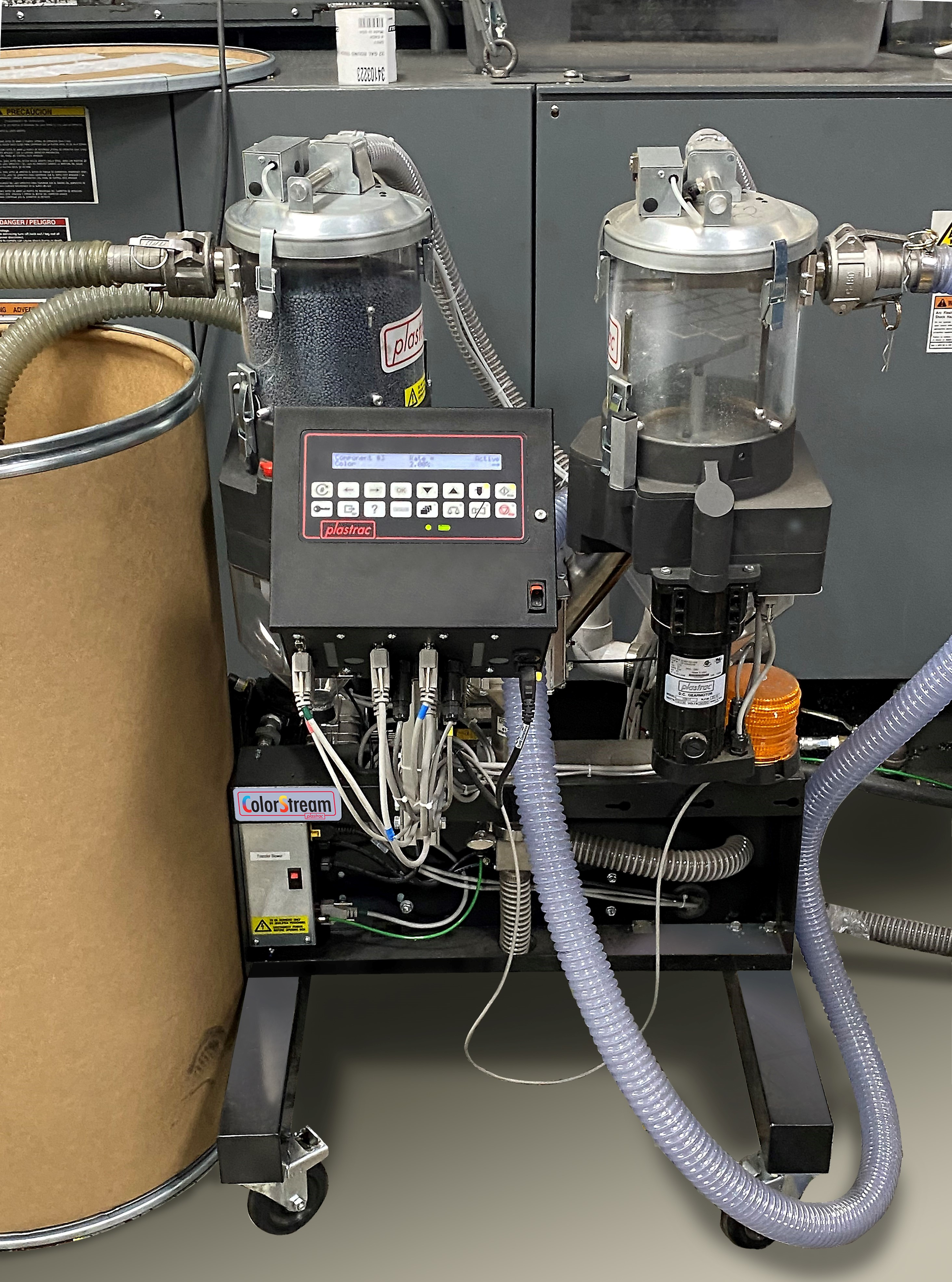 Plastrac's newly patented system can support up to four additive feeders.