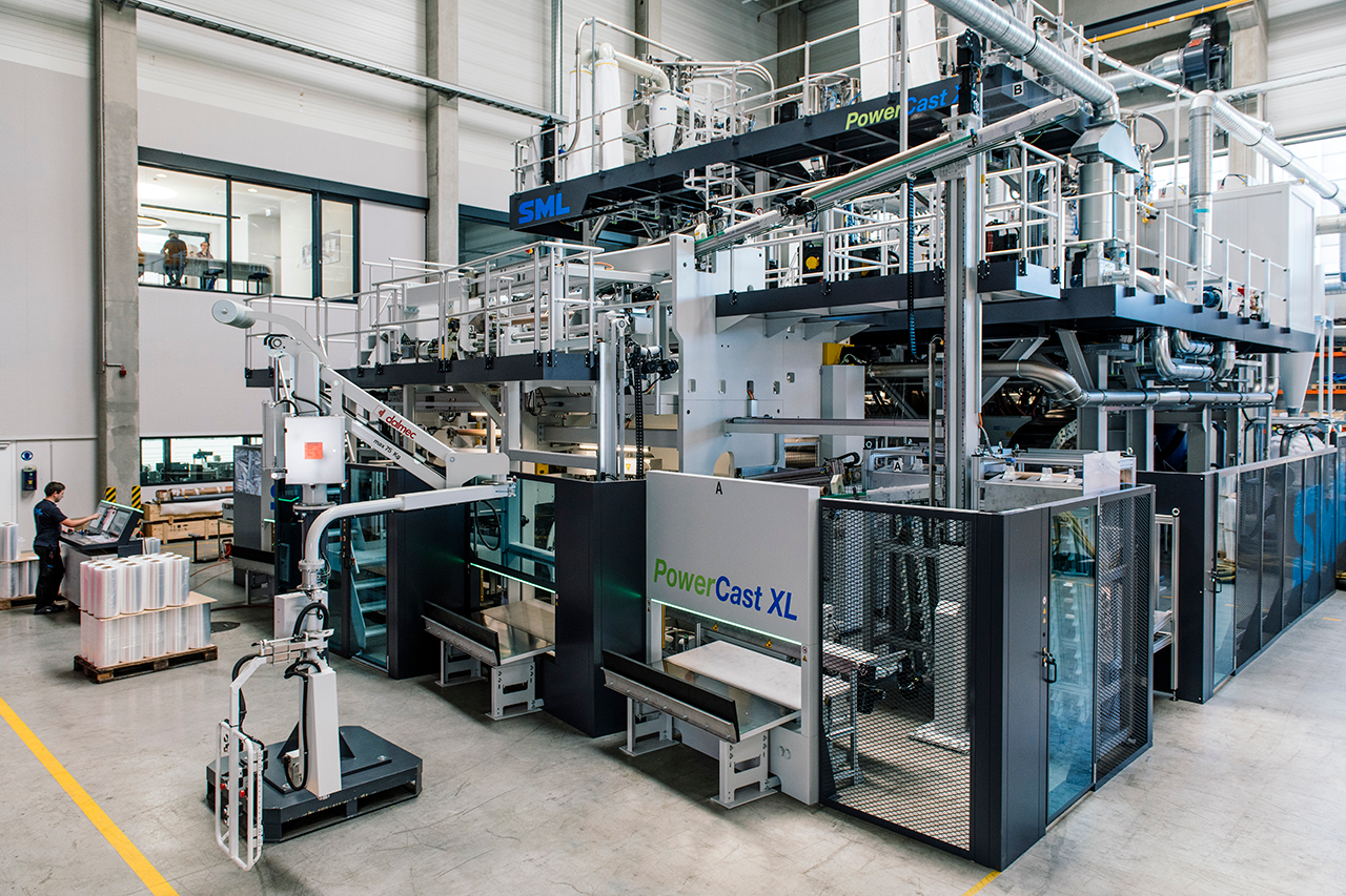 A new triple turret winder increases capacity for SML's PowerCast XL film line.