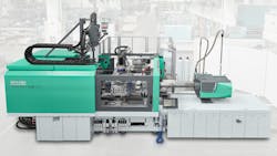 A demonstration line at K 2022 produced three-component parts in around 9.5 seconds, using a Foboha CITI cube mold and an Arburg IMM. A demonstration line at K 2022 produced three-component parts in around 9.5 seconds, using a Foboha CITI cube mold and an Arburg IMM.