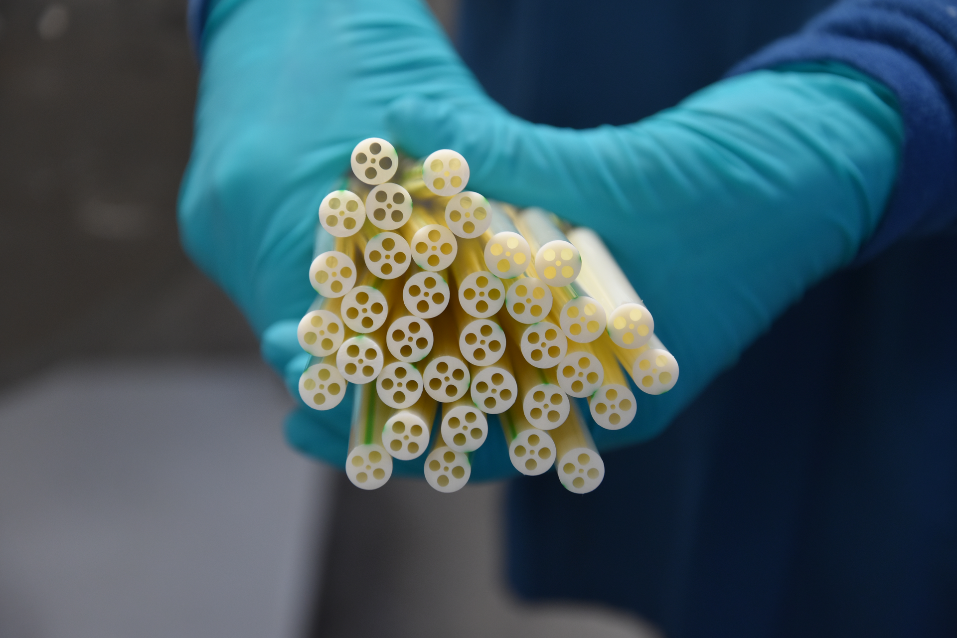 Tubing for a new blood-separation device required intricate tooling to produce one tiny center hole surrounded by four larger holes.