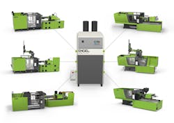 Engel's e-foam XL multi system can serve multiple cells. Engel's e-foam XL multi system can serve multiple cells.