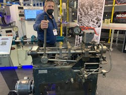 Negri Bossi showed off this 1949 injection molding press at K 2022. Negri Bossi showed off this 1949 injection molding press at K 2022.