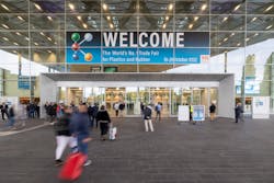 The south entrance of K 2022 welcomes visitors. The south entrance of K 2022 welcomes visitors.