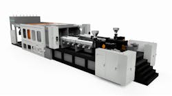 The Wilmington 2400HE injection molding machine makes large parts using gas-assist technology. The Wilmington 2400HE injection molding machine makes large parts using gas-assist technology.