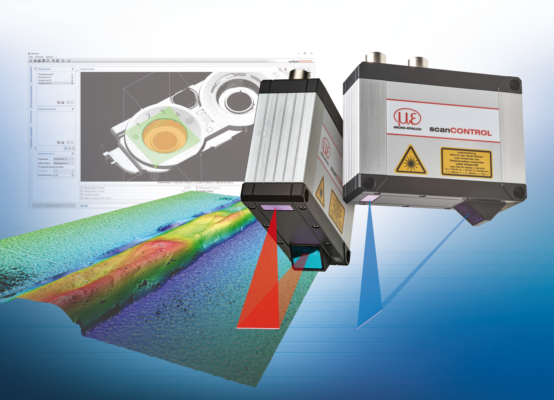 Micro-Epsilon's blue-laser scanControl 30xx profile scanners are useful for inline measurement of gaps, profiles, steps and angles, as well as both reflective and matte surfaces on parts, and they can spot foreign bodies, and defects.
