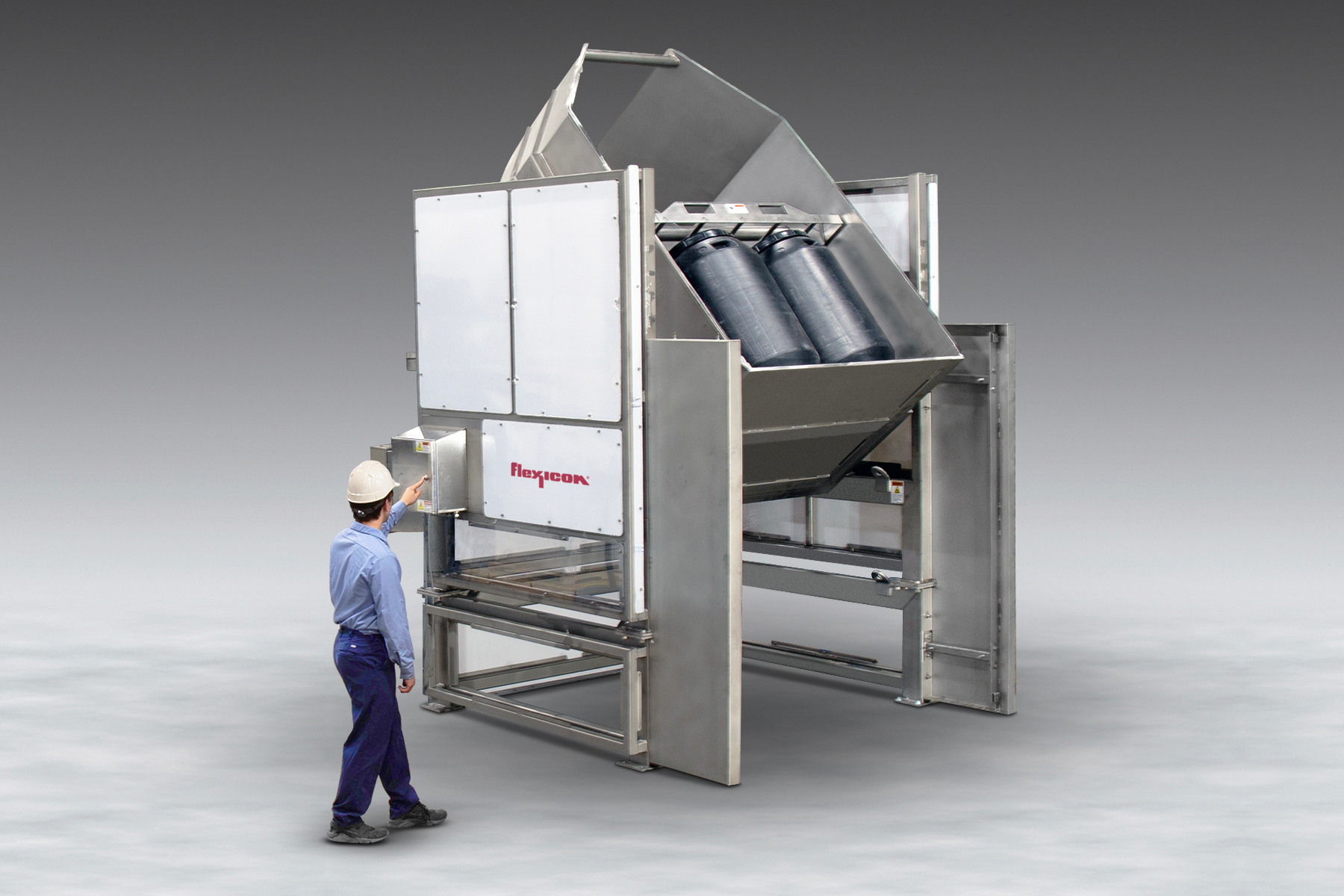 Flexicon's new dumper handles safe discharge of heavy mixed payloads.