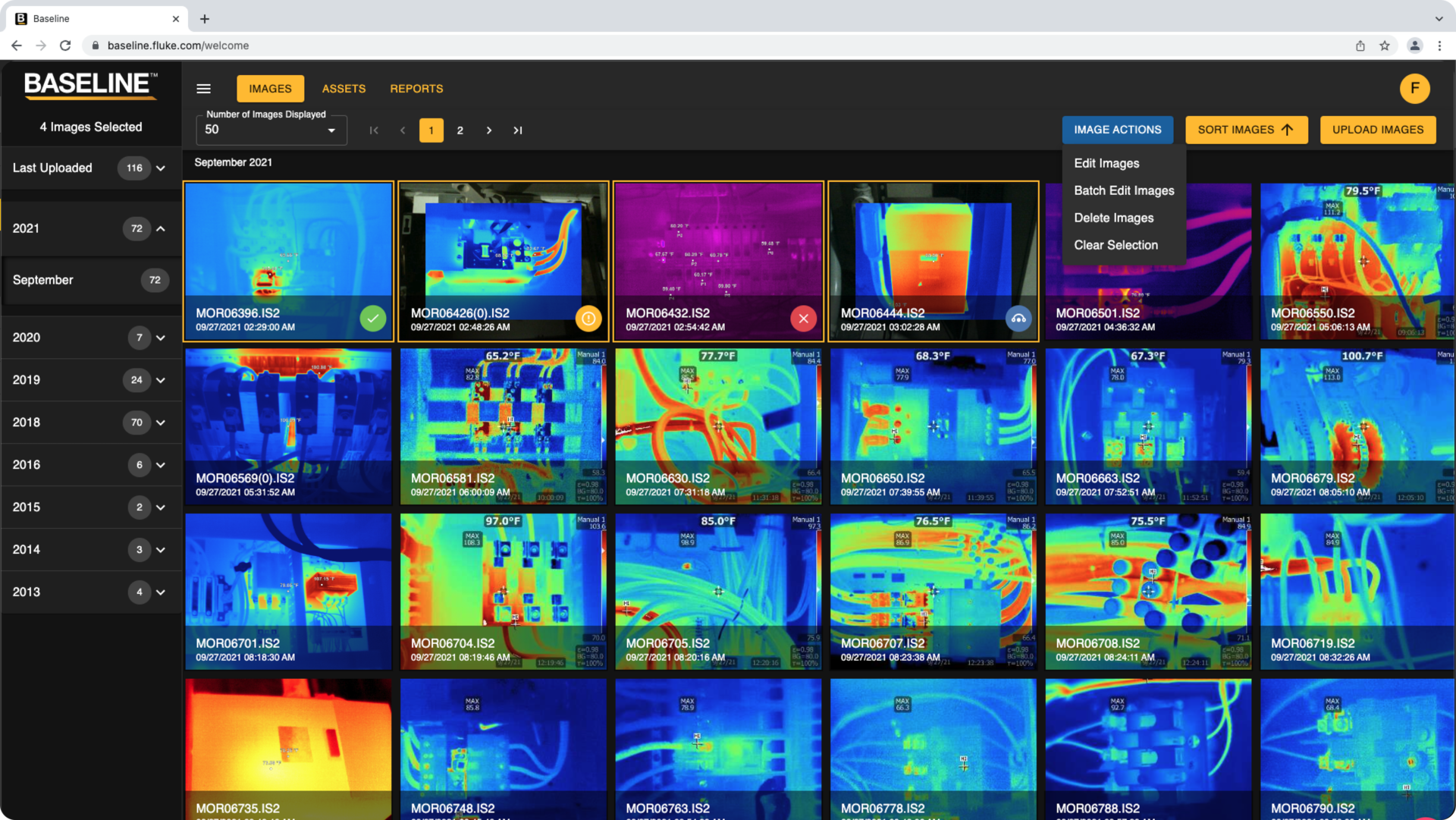 Fluke's Baseline helps schedule inspections and generates reports from thermal imaging cameras.