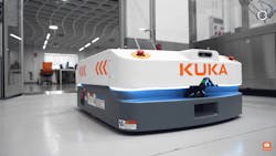 Kuka's KMP 600-S diffDrive mobile platform employs Kuka’s NavigationSolution software and can travel at up to 6.5 feet per second. Kuka's KMP 600-S diffDrive mobile platform employs Kuka’s NavigationSolution software and can travel at up to 6.5 feet per second.