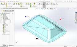 A computer model shows a battery cover for an electric vehicle. Tri-Mack's innovations, which allow thermoplastics to be used in ever-thinner plies for the covers, show potential in multiple markets. A computer model shows a battery cover for an electric vehicle. Tri-Mack's innovations, which allow thermoplastics to be used in ever-thinner plies for the covers, show potential in multiple markets.