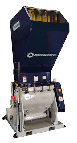 The Pagani 4090B granulator is available with in-feed hopper widths of 23.6 inches, 35.4 inches, 59.1 inches and 82.7 inches. The Pagani 4090B granulator is available with in-feed hopper widths of 23.6 inches, 35.4 inches, 59.1 inches and 82.7 inches.