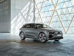 Audi’s all-electric Q8 e-tron SUVs will have seatbelt buckle covers made with plastic recycled from automotive waste. Audi’s all-electric Q8 e-tron SUVs will have seatbelt buckle covers made with plastic recycled from automotive waste.