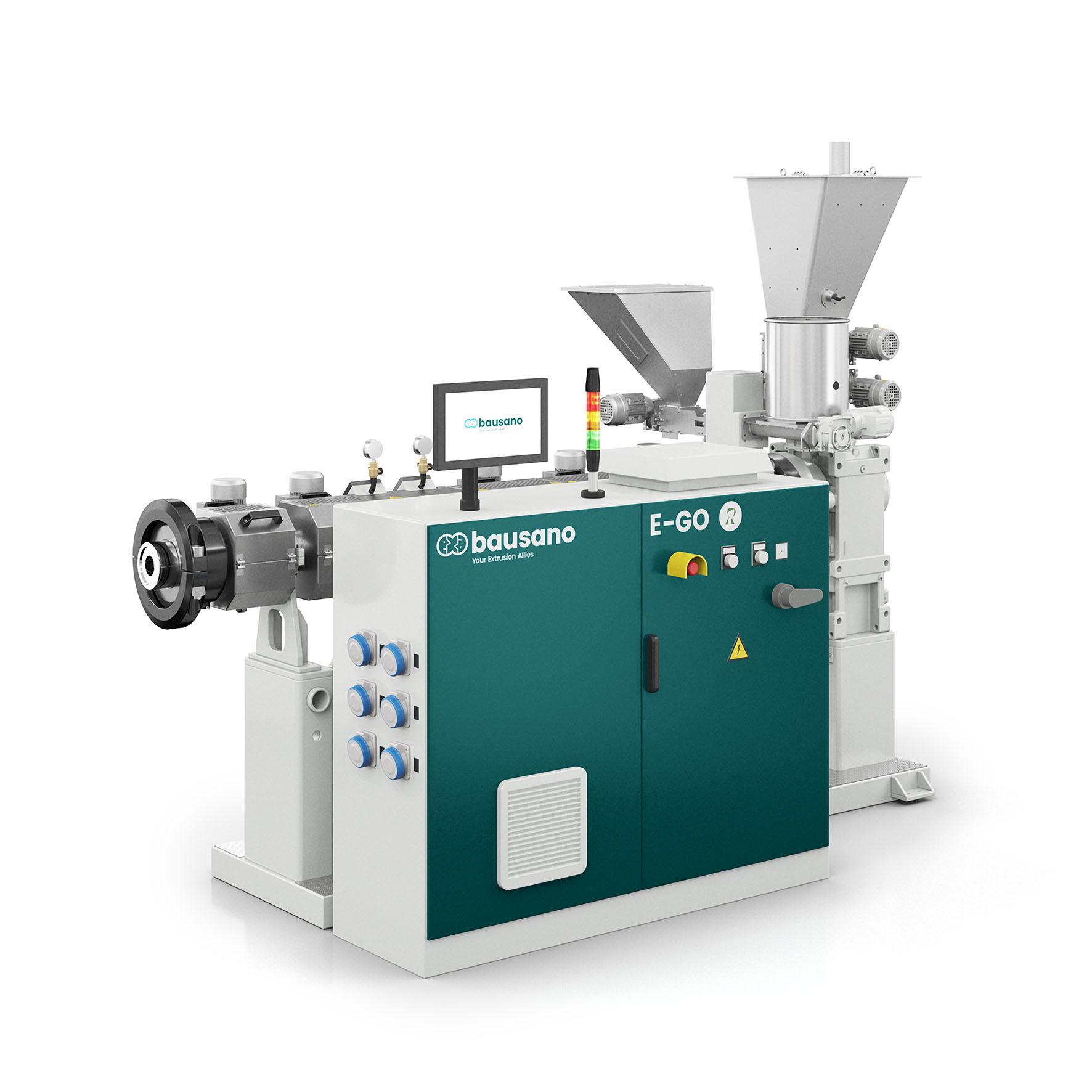 Bausano's E-GO R line reprocesses and repelletizes highly contaminated waste.