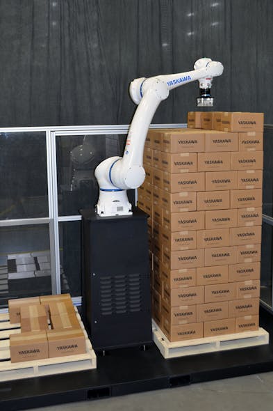 Yaskawa Motoman says its cobots can be used for palletizing, machining, packing, tending machines and assembly work, among other applications.