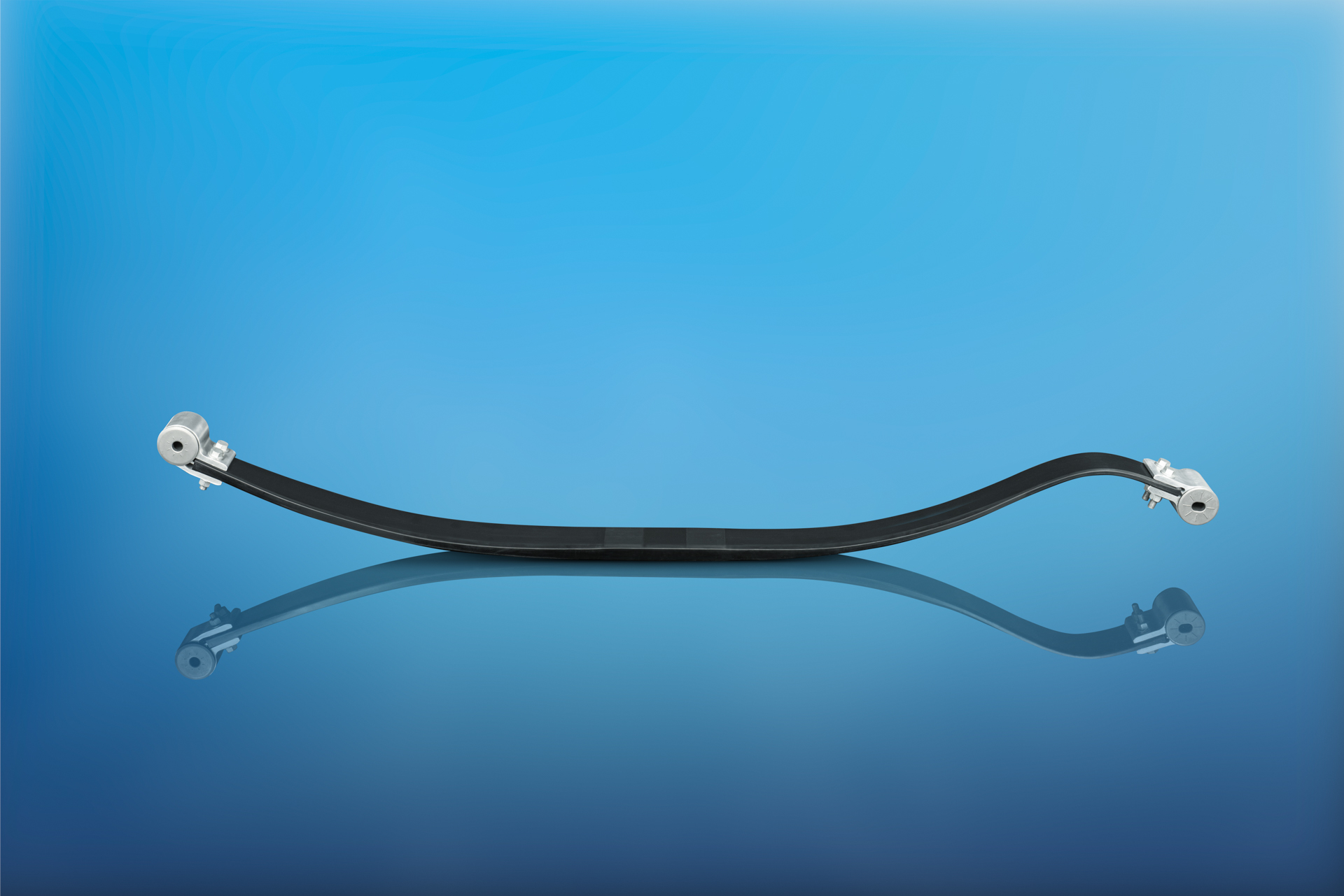 Developed for a couple General Motors trucks, this all-composite leaf spring from Mubea weighs less than comparable parts made from metal, and performs better and lasts longer.