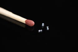 When produced in a 32-cavity mold, the shot weight to produce these 0.001-gram tear duct plugs is 0.125 grams -- the equivalent of about 125 grains of sugar. When produced in a 32-cavity mold, the shot weight to produce these 0.001-gram tear duct plugs is 0.125 grams -- the equivalent of about 125 grains of sugar.