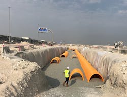 StormTech chambers — like those made by new 8,200-ton injection molding machines supplied by Engel — are installed in Qatar. StormTech chambers — like those made by new 8,200-ton injection molding machines supplied by Engel — are installed in Qatar.