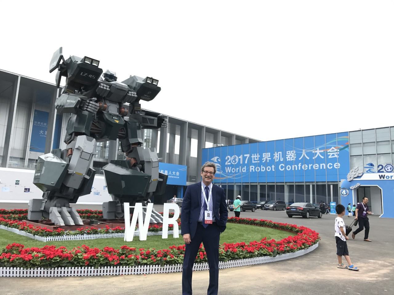 Jeff Burnstein, president of the Association for Advancing Automation, stands outside the 2017 World Robot Conference in Beijing.