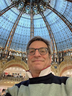 Jeff Burnstein, president of the Association for Advancing Automation, poses for a selfie at Galleries Lafayette in Paris. Jeff Burnstein, president of the Association for Advancing Automation, poses for a selfie at Galleries Lafayette in Paris.