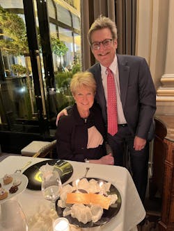 Jeff Burnstein, president of the Association for Advancing Automation, enjoys a dinner with his wife Jayne, while visiting Paris to celebrate her birthday.