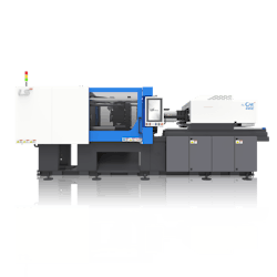 The 440-ton LS Mtron One-E injection molding machine features the company's advanced control system. The 440-ton LS Mtron One-E injection molding machine features the company's advanced control system.