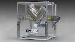 Munson Machinery’s VB-1-S316 vee cone blender is suitable for lab testing, pilot plants or low-volume blending of dry bulk solids with a maximum capacity of 28 liters.