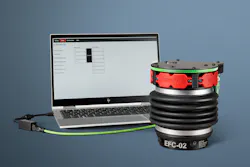 Suhner's all-electric, active compliance device uses high-frequency measurements to monitor force and acceleration of end-of-arm tooling (EOAT) throughout material removal applications.