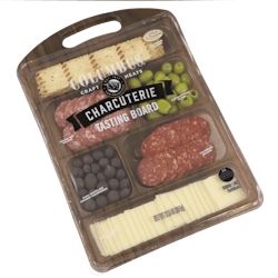 Amcor developed the Columbus Charcuterie Tasting Board, which is sold by Hormel. It is made from a printed APET structure that comes in a custom tray that mimics the look of wood grain. Amcor developed the Columbus Charcuterie Tasting Board, which is sold by Hormel. It is made from a printed APET structure that comes in a custom tray that mimics the look of wood grain.