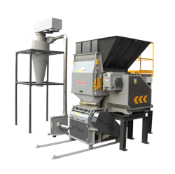 The Genox GCV series combines a shredder with a granulator. The Genox GCV series combines a shredder with a granulator.