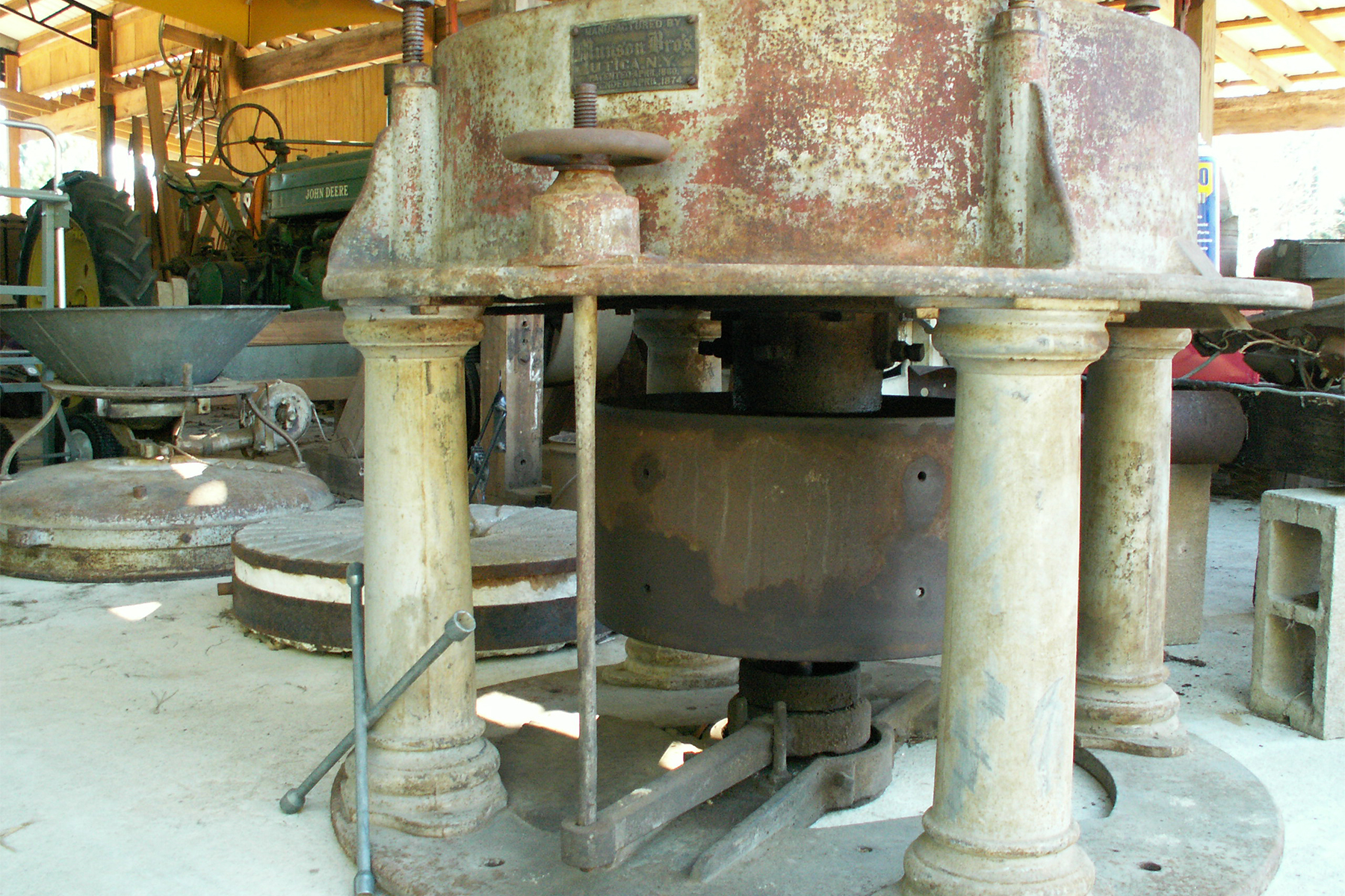 Munson Machinery Co. is celebrating its 200th anniversary. Shown is a Munson 4-Column Buhr Mill under restoration.