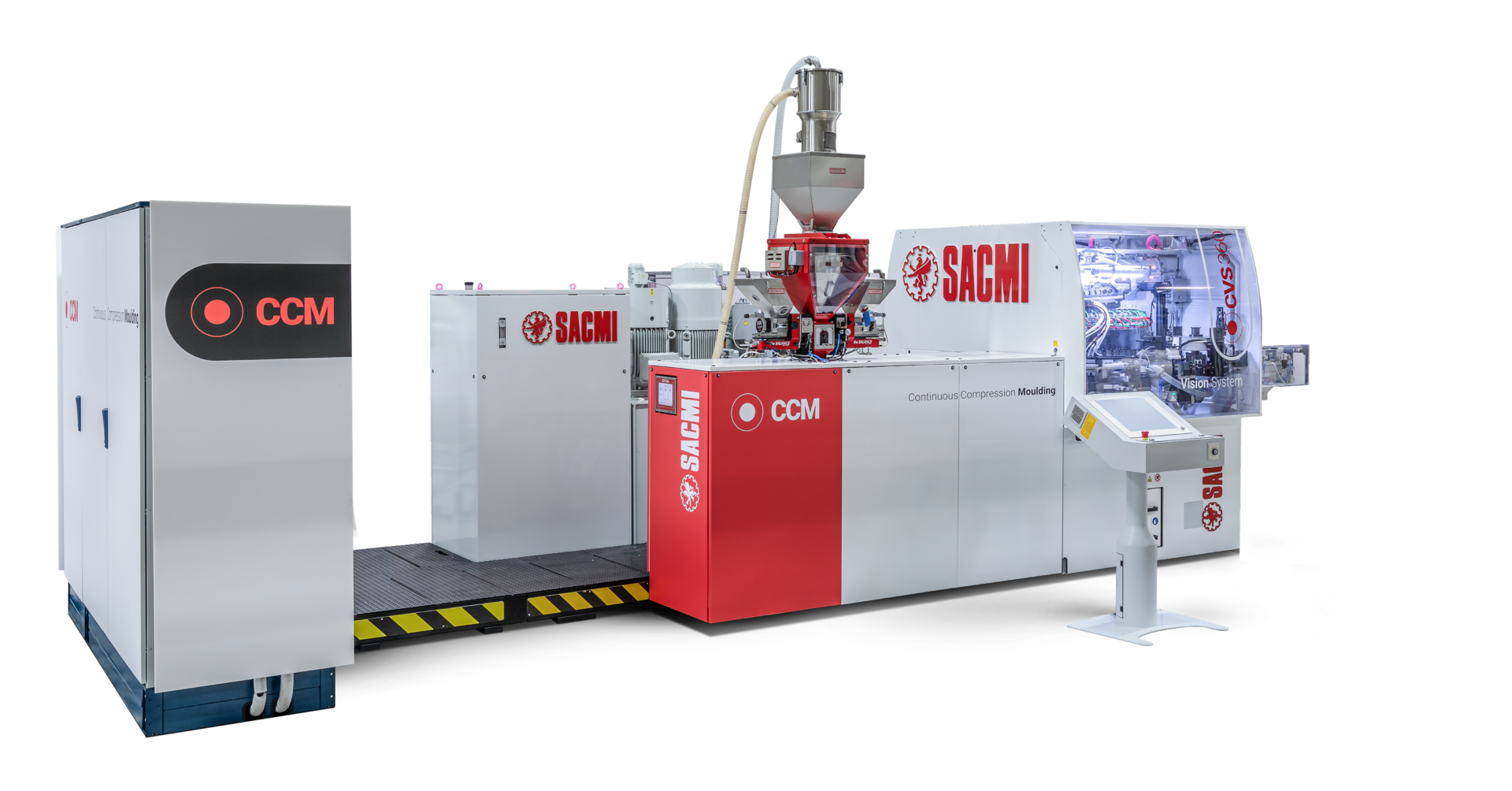 The new CMFlow extruder makes Sacmi's compression molding machines more efficient.