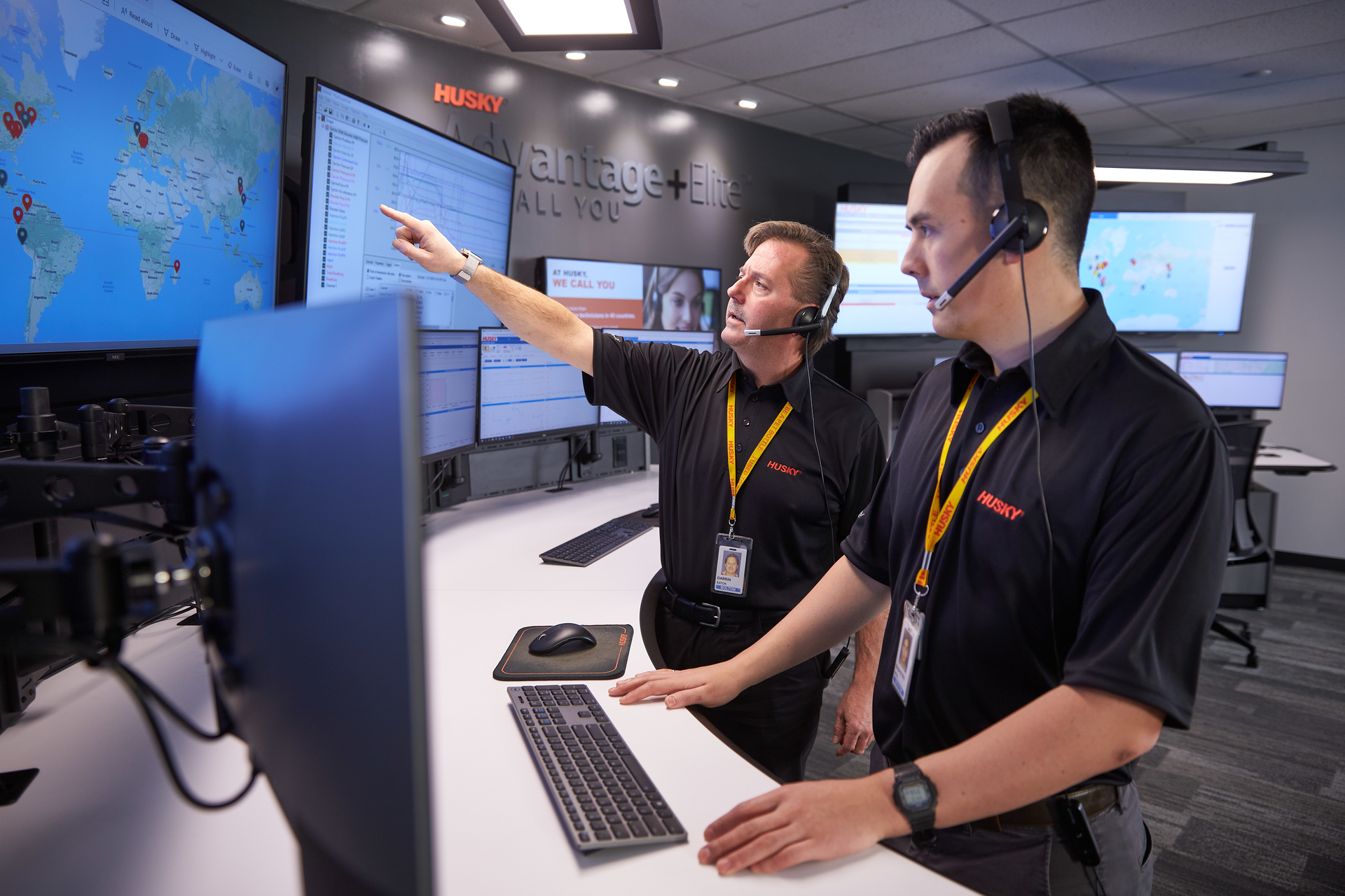 The Advantage+Elite &ldquo;We Call You&rdquo; service from Husky allows the company's experts to proactively monitor a customer's manufacturing operation remotely. They are able to collaborate with on-site engineers to handle any maintenance needs.