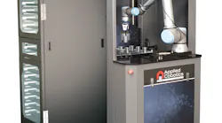 Applied Cobotics' Cobot Feeder holds trays of parts and exchanges empty trays for full ones.