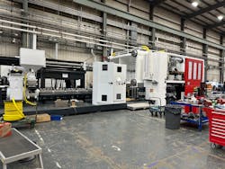 A 1,500-ton injection molding machine is among the dozens currently under construction at Milacron&apos;s Batavia, Ohio, facility.