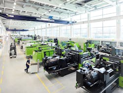 Engel has implemented lean production processes for all its processes, including final assembly of injection molding machines. Engel has implemented lean production processes for all its processes, including final assembly of injection molding machines.
