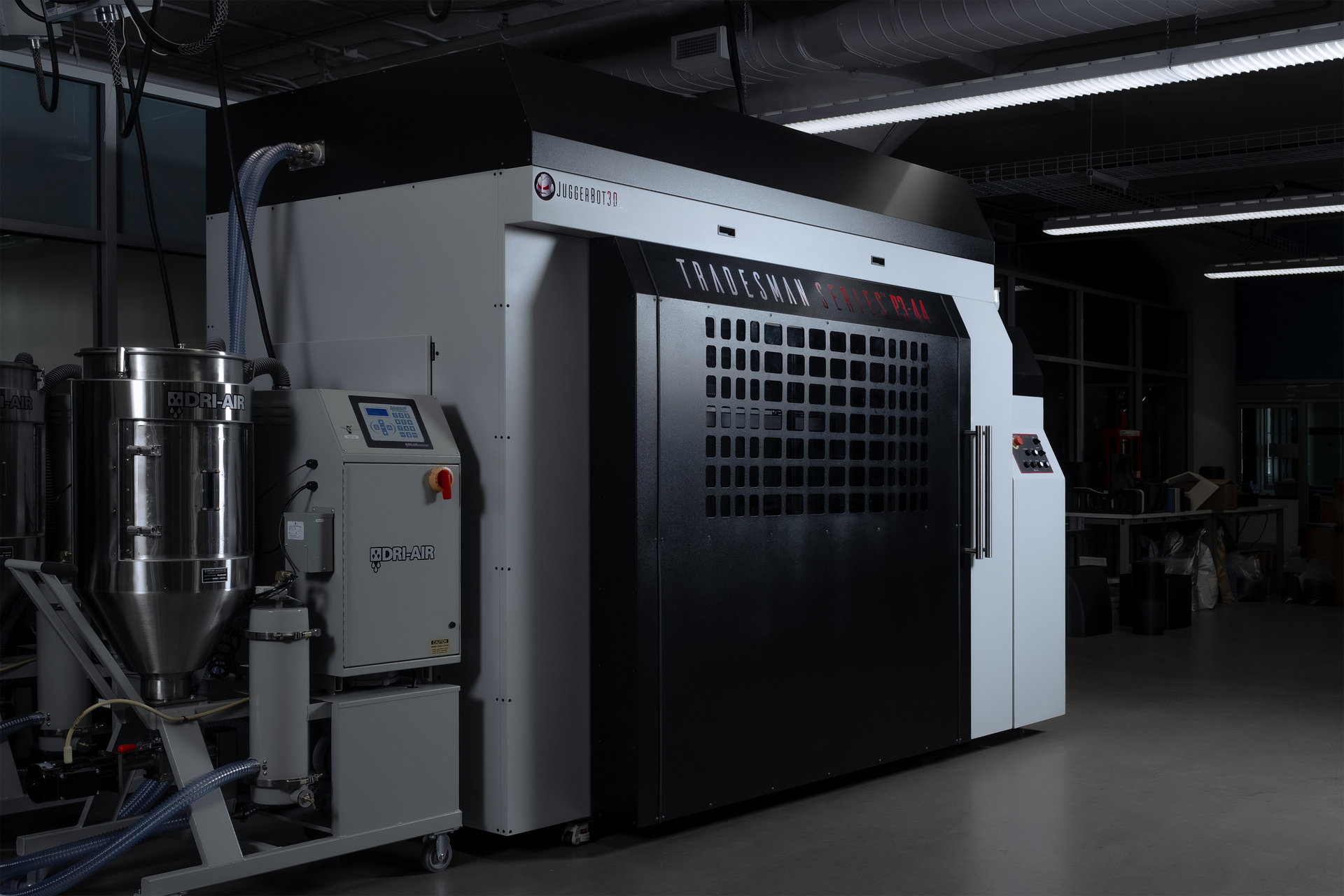 JuggerBot 3D&rsquo;s Tradesman-series P3-44 3D printer is fed with standard resin pellets to print with a method the company calls Fused Granulate Fabrication (FGF).