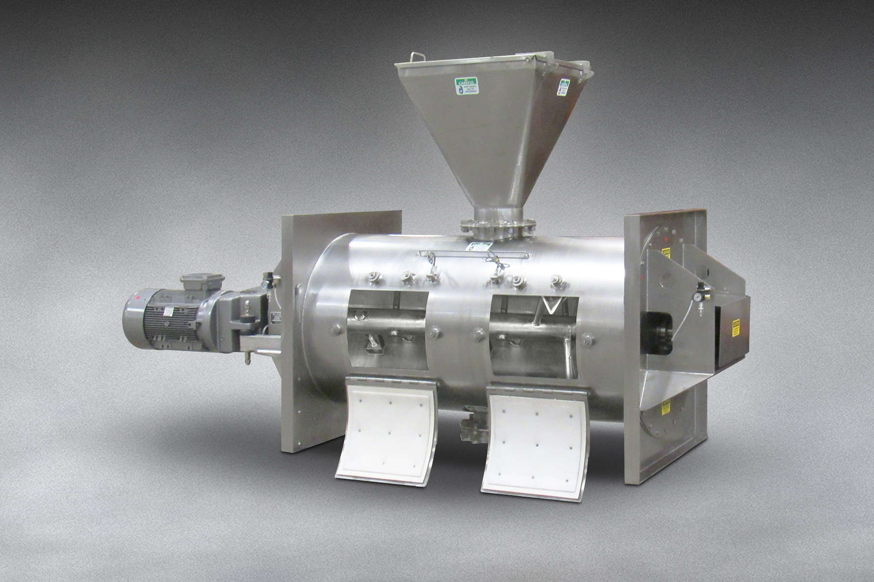 Munson's Cylindrical Plow blender is designed to achieve batch uniformity in ratios to one part per thousand.