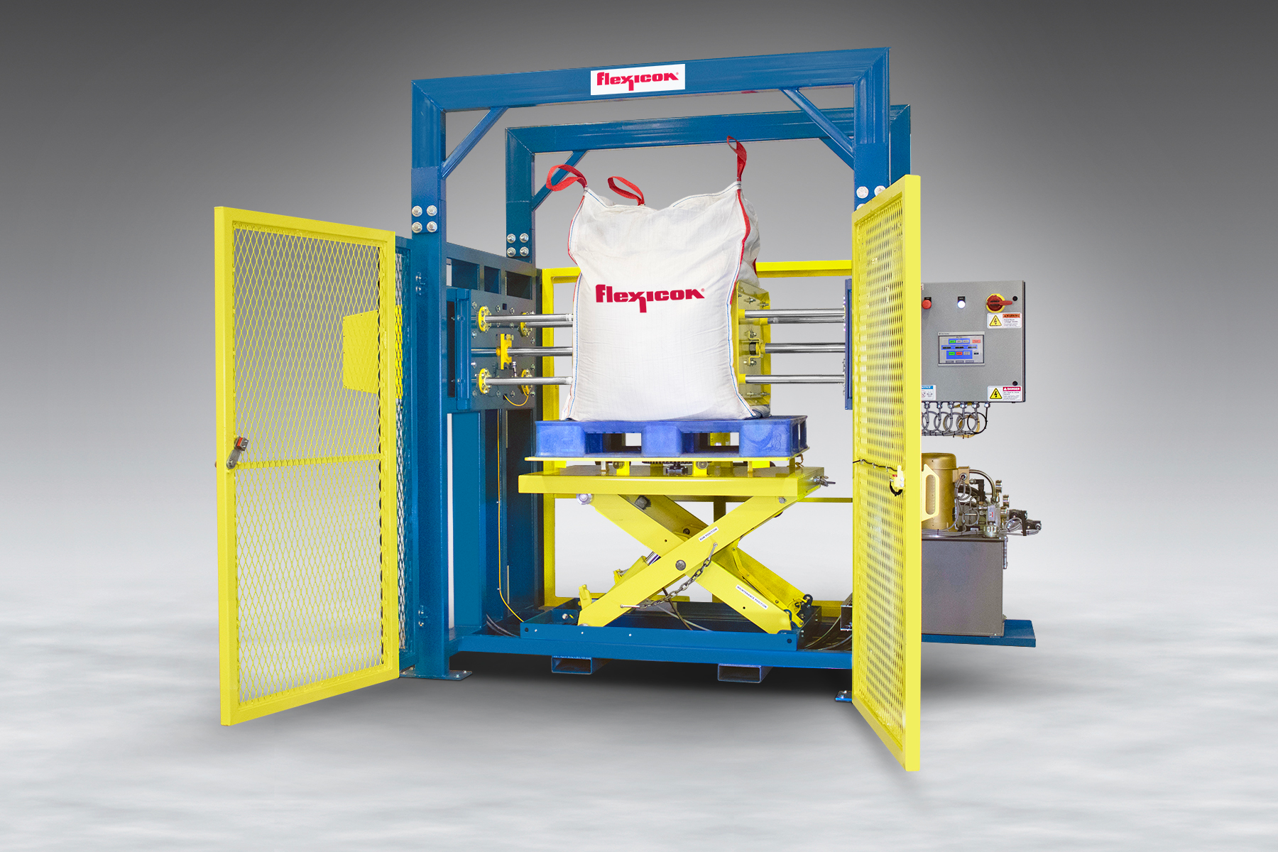 Flexicon's Block-Buster conditions bulk bags of material.