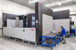 One of the new investments now installed at American Tool and Mold (ATM) is this Toyoda 1250SX horizontal mill, which has a range of 86.6 inches on the X axis, 63 inches on the Y axis, and 72.8 inches on the Z axis to handle larger plates while holding tolerances of 0.0002 inch, the company said. One of the new investments now installed at American Tool and Mold (ATM) is this Toyoda 1250SX horizontal mill, which has a range of 86.6 inches on the X axis, 63 inches on the Y axis, and 72.8 inches on the Z axis to handle larger plates while holding tolerances of 0.0002 inch, the company said.